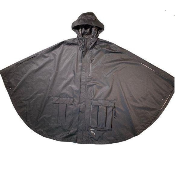 Black PUMA EVO Poncho Hooded Cape, Size Medium - Picture 1 of 10